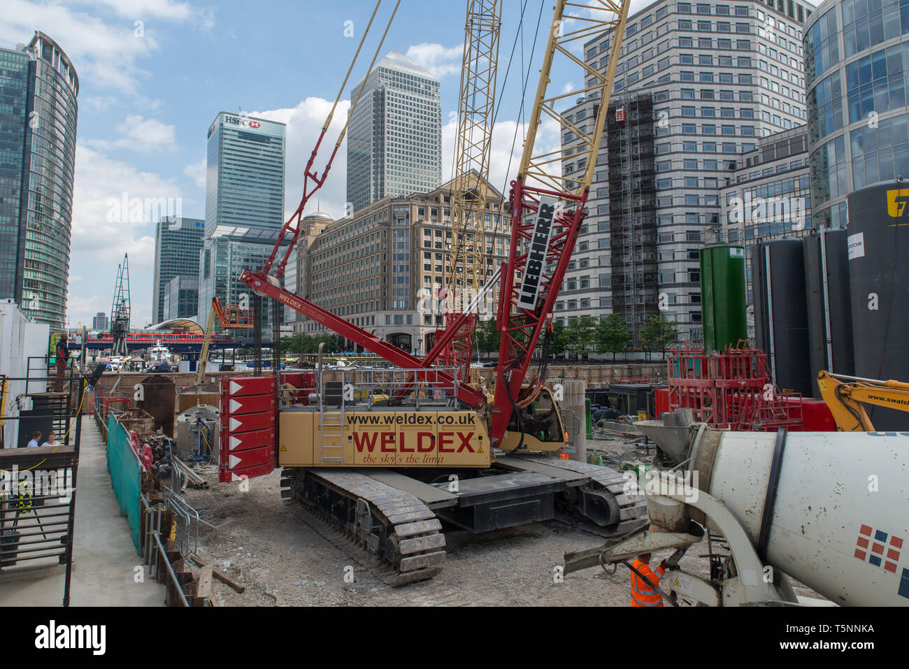 Crane on a building site, Canary Wharf, London. Stock Photo