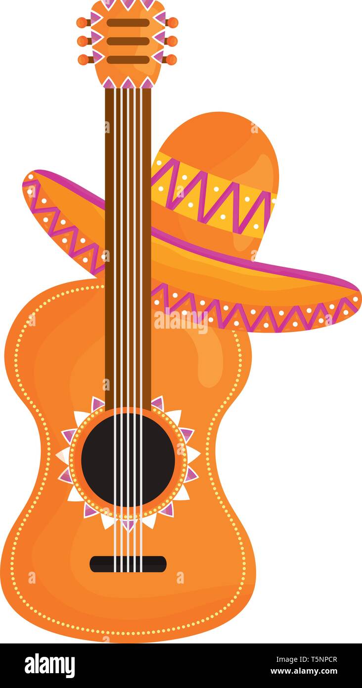 guitar with mexican hat vector illustration design Stock Vector Image ...