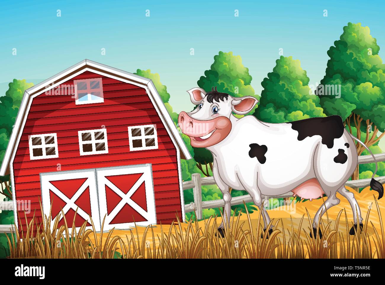 Cow at the farmland illustration Stock Vector Image & Art - Alamy