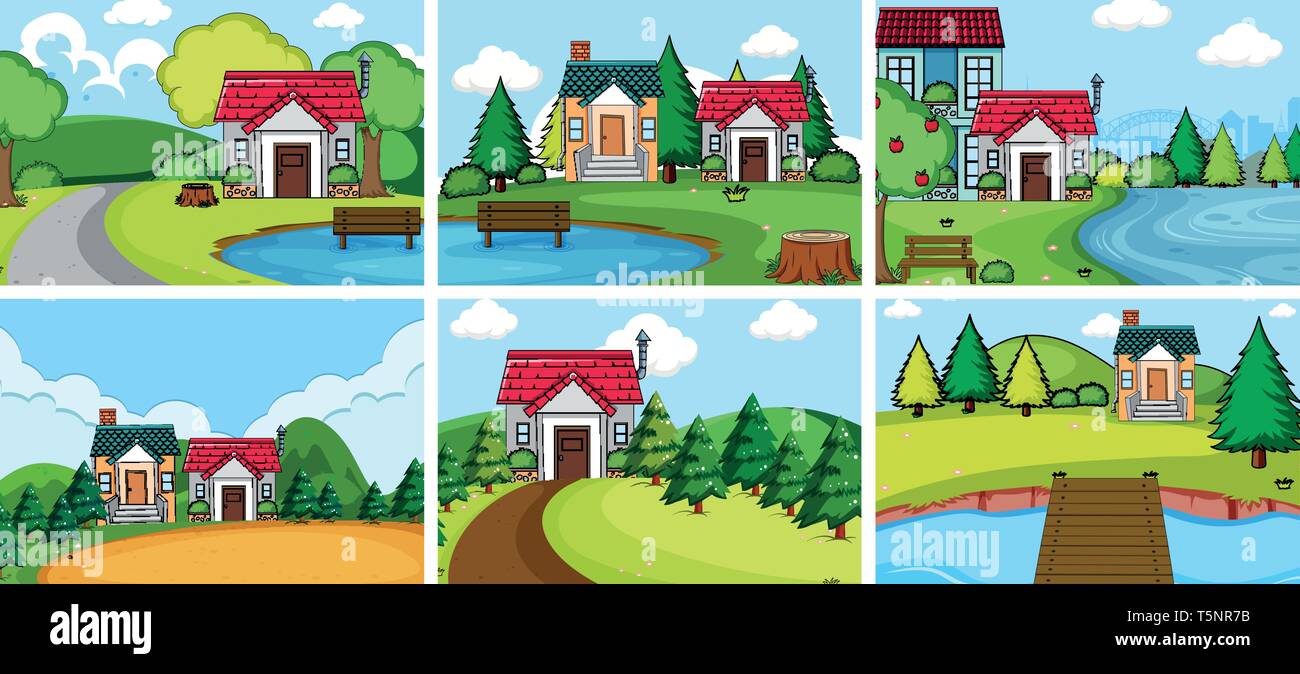 Set rural village house illustration Stock Vector Image & Art - Alamy