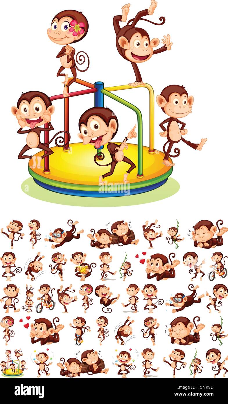 Set of different monkeys illustration Stock Vector Image & Art - Alamy