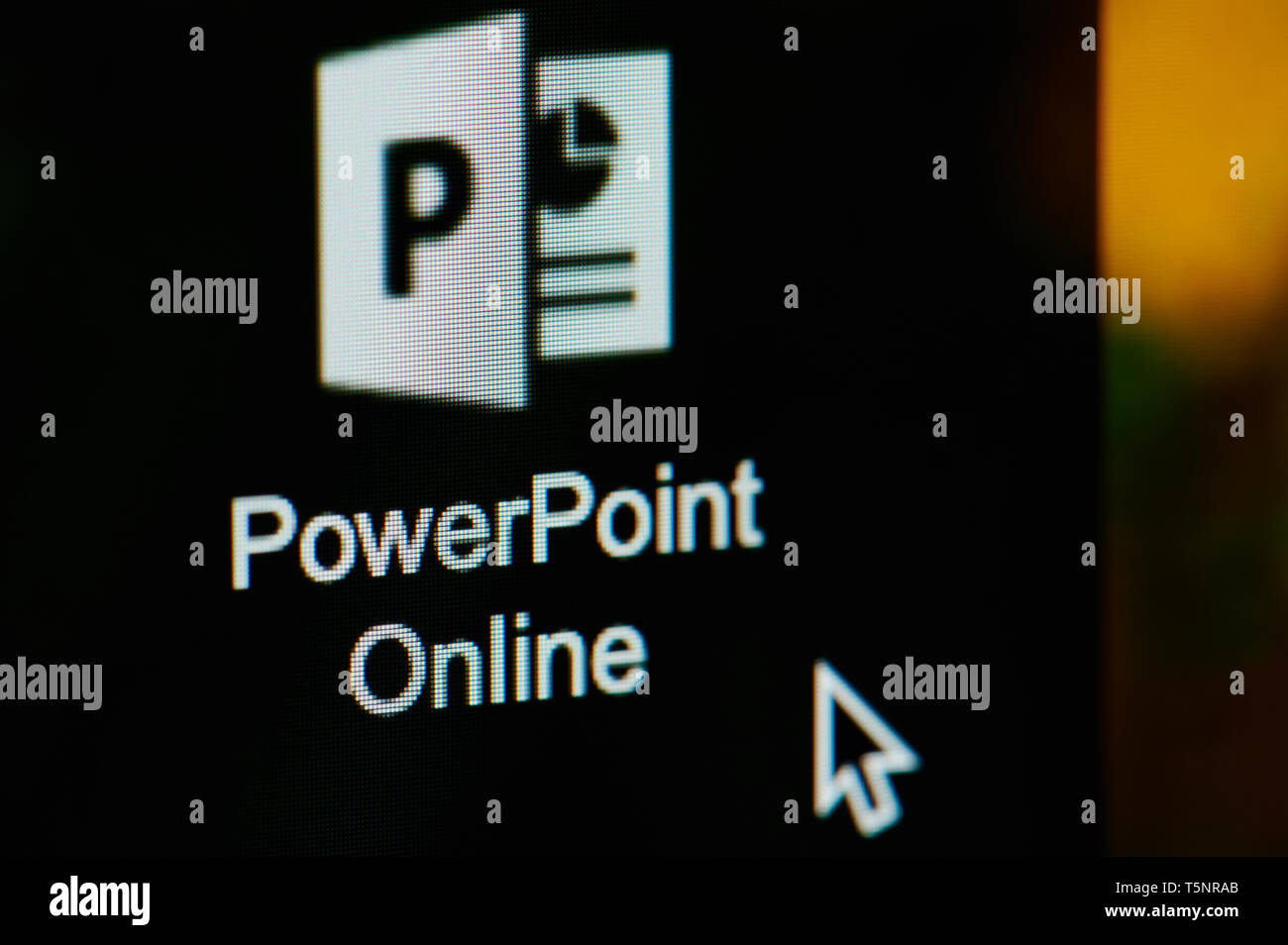 New york, USA - april 22, 2019: Starting Microsoft Powerpoint online on laptop screen close up Stock Photo