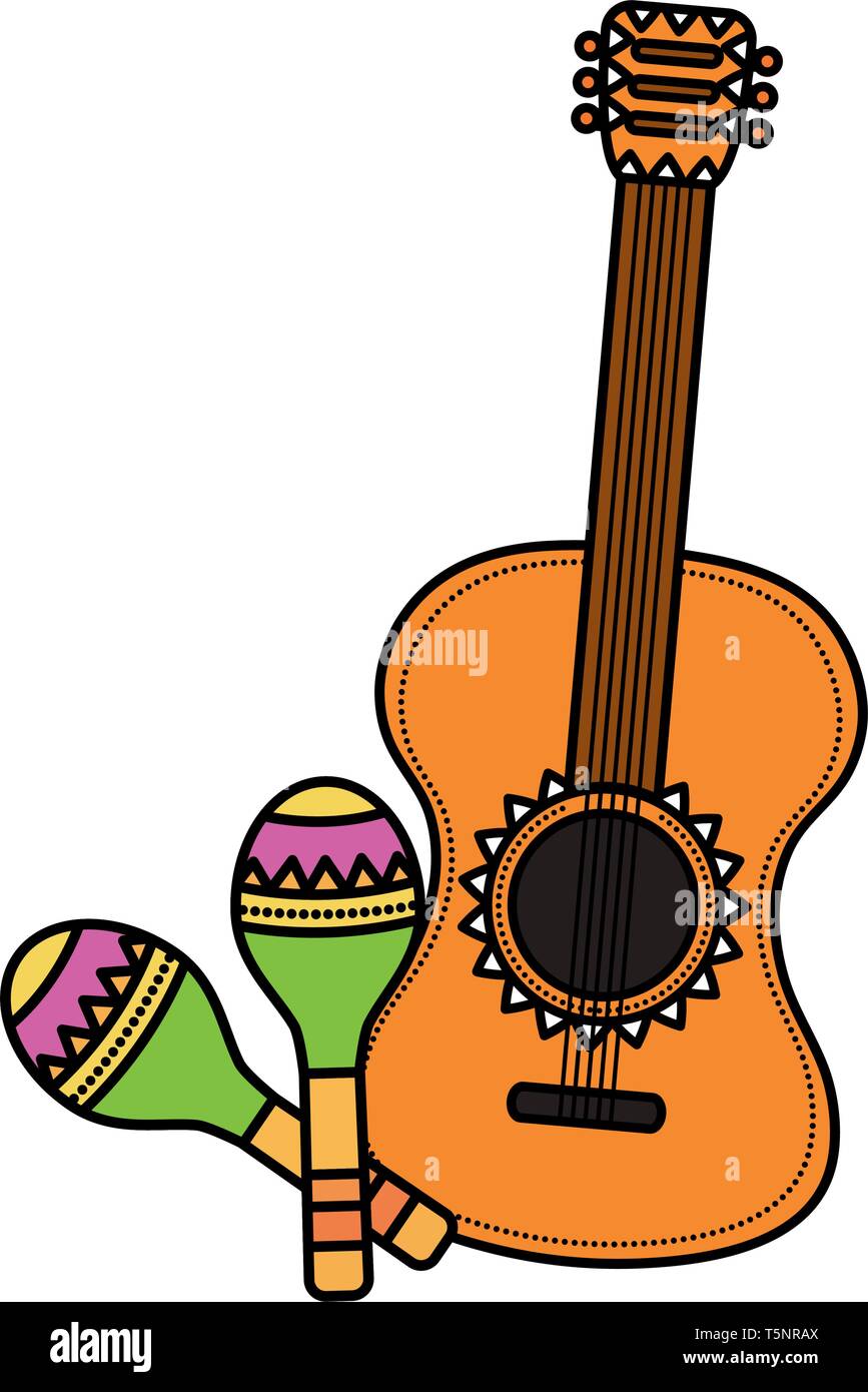 guitar and maracas instruments vector illustration design Stock Vector ...