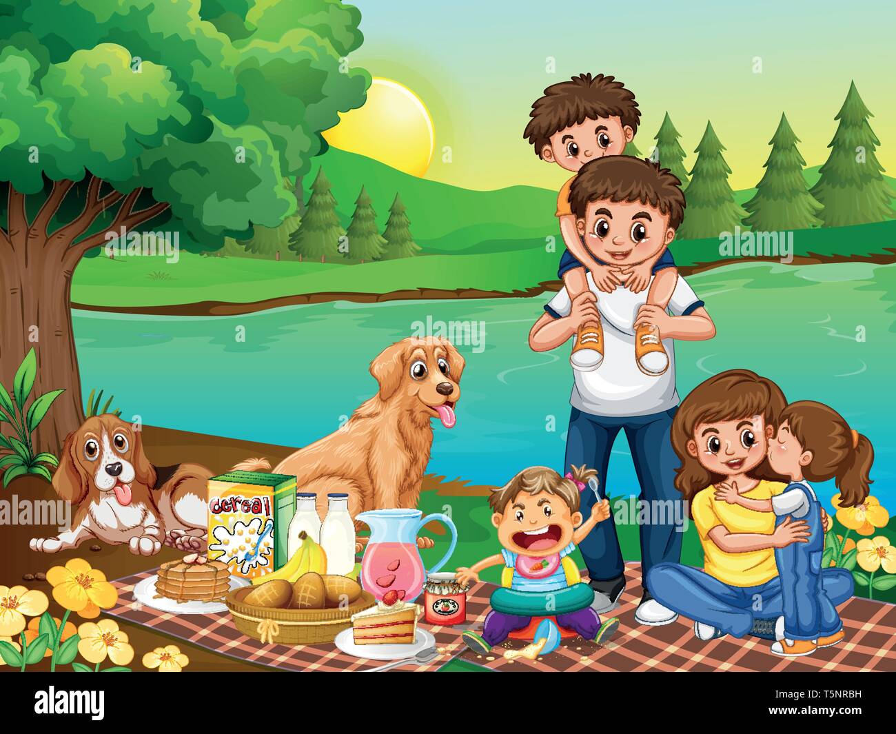 Family picnic boy girl art hi-res stock photography and images - Alamy