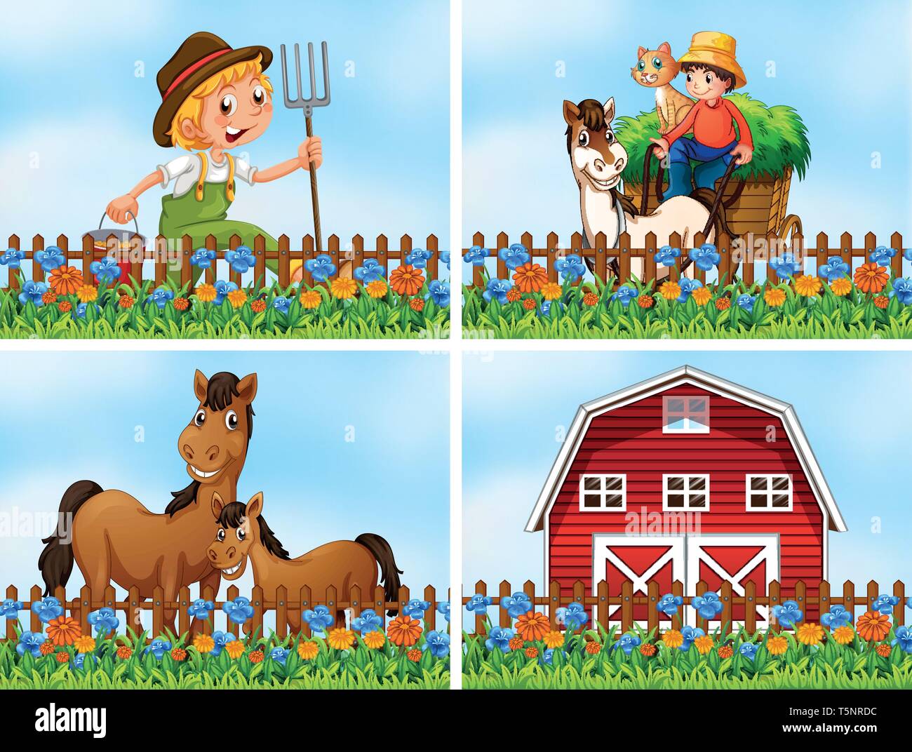 Set of farm landscape illustration Stock Vector Image & Art - Alamy