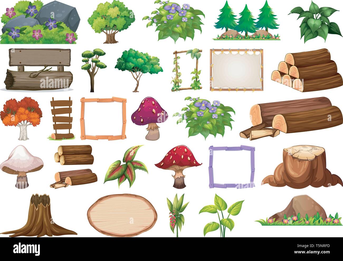 Set of nature items illustration Stock Vector