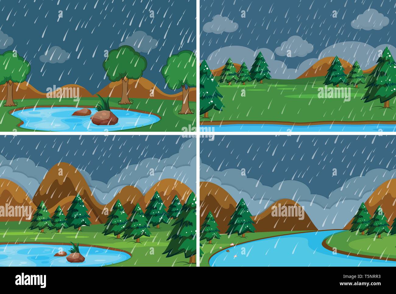 Set of raining in the park illustration Stock Vector Image & Art - Alamy