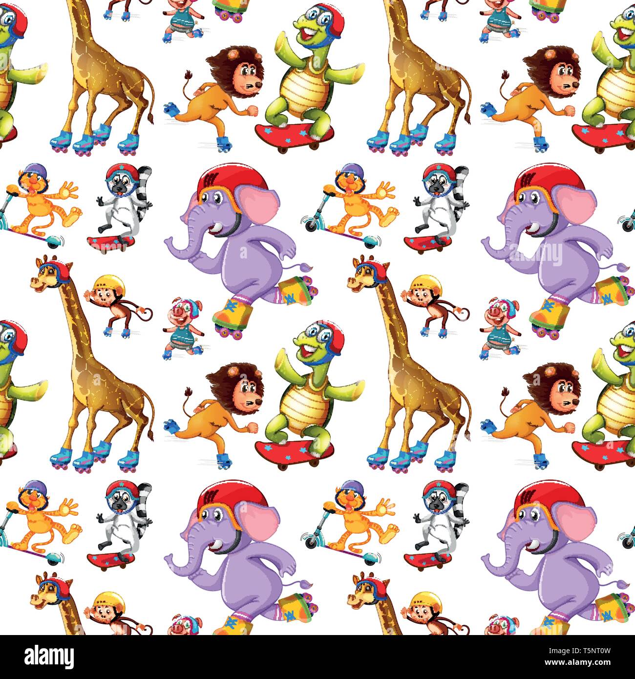 Seamless animal pattern concept illustration Stock Vector