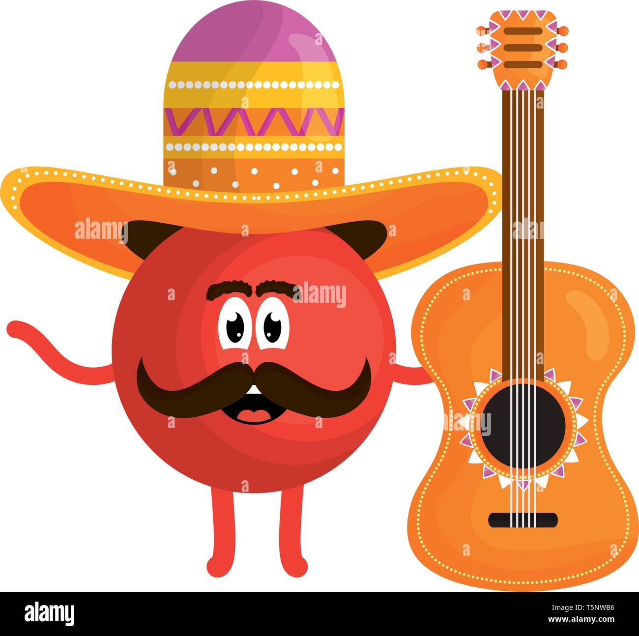 mexican emoji with hat and guitar character vector illustration design ...