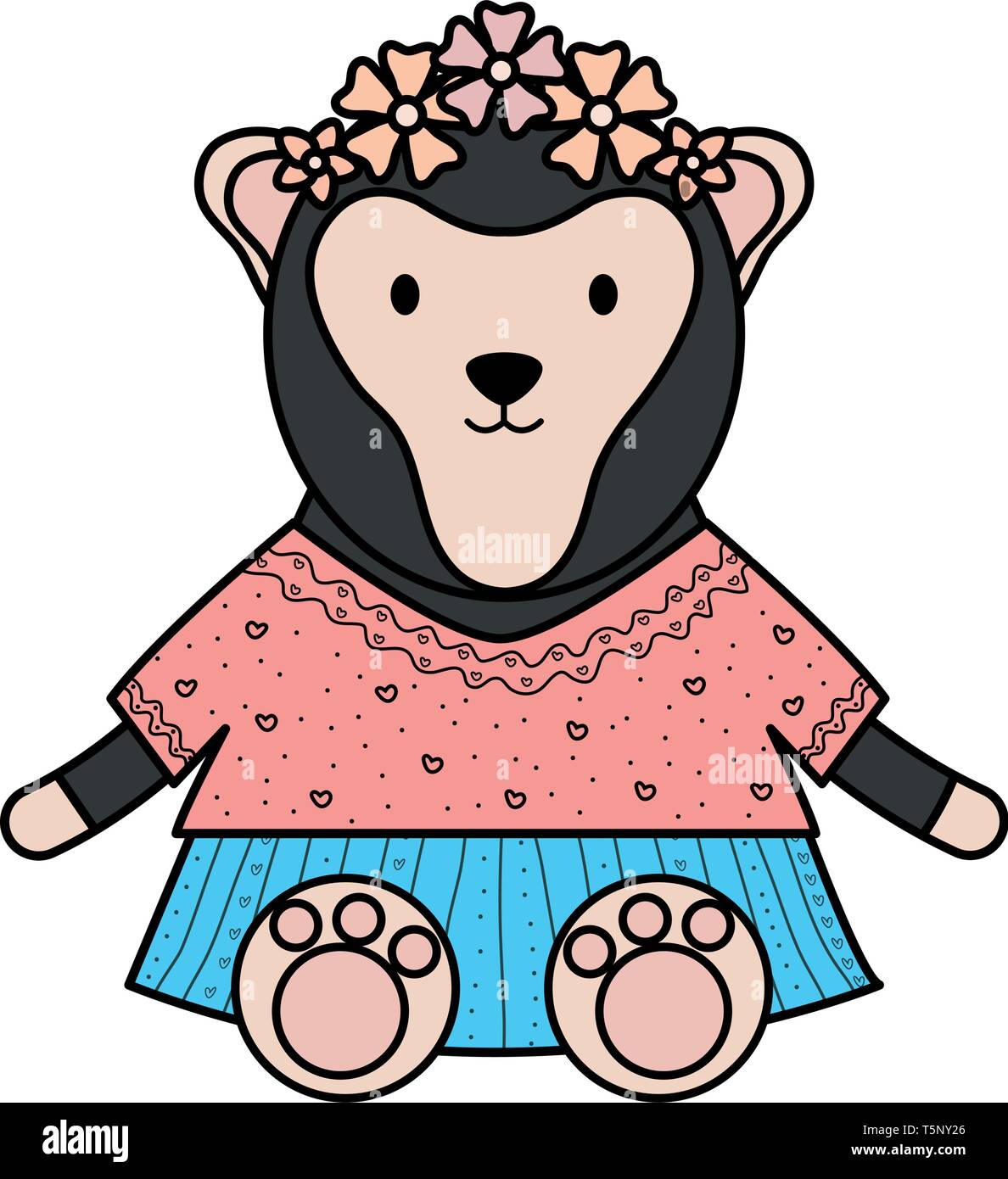 cute female monkey childish character vector illustration design Stock ...