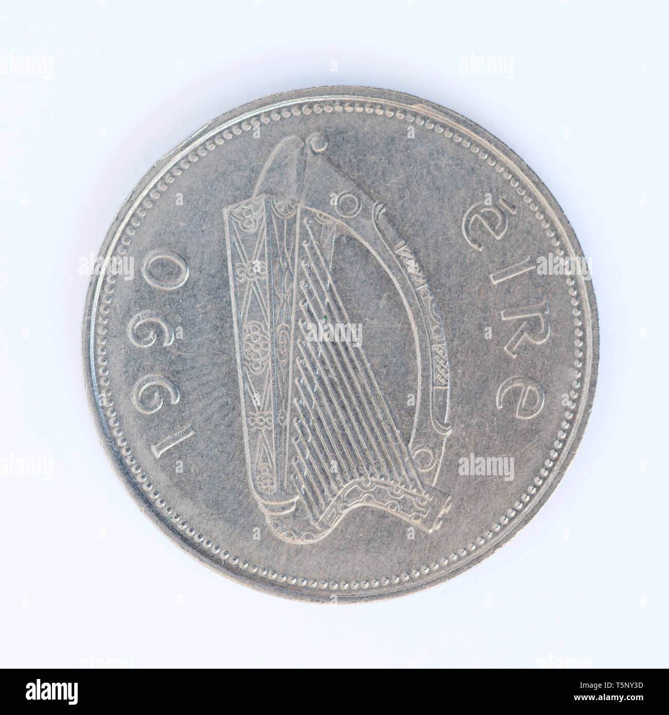Irish one pound coin - 1990 Stock Photo