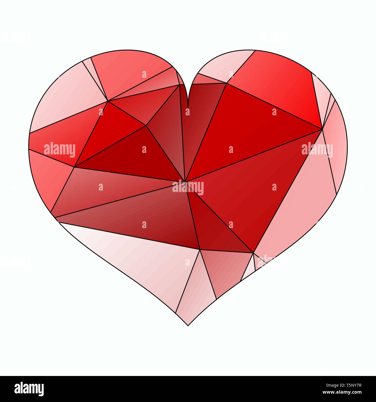 Red origami heart on white background. Vector Illustration. Abstract ...