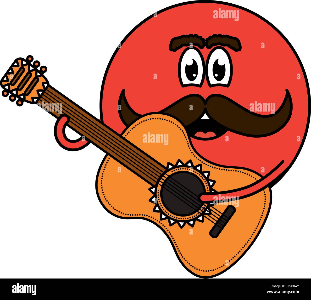 mexican emoji character with guitar vector illustration design Stock ...