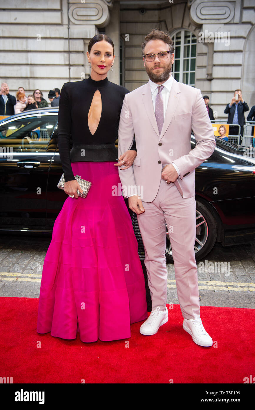 Charlize Theron and Seth Rogen attending the Long Shot Screening held at the Curzon Mayfair, London. Stock Photo