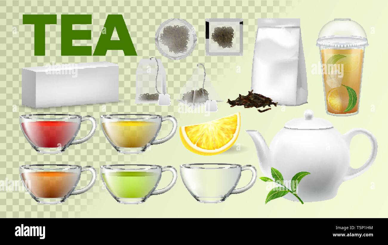 Tea Cups And Pot Kitchenware Vector Realistic Set Stock Vector Image ...