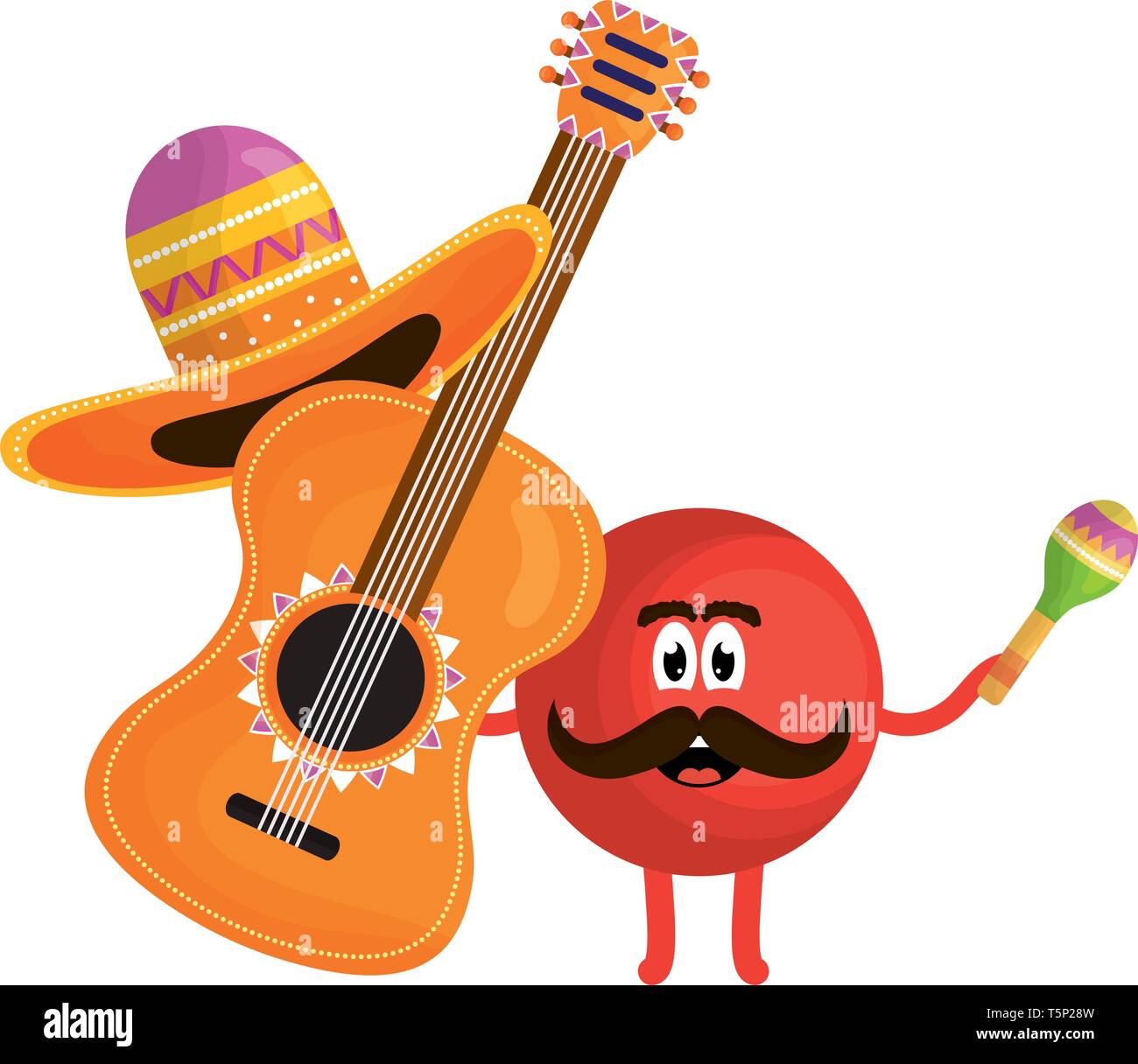 mexican emoji character with guitar vector illustration design Stock ...