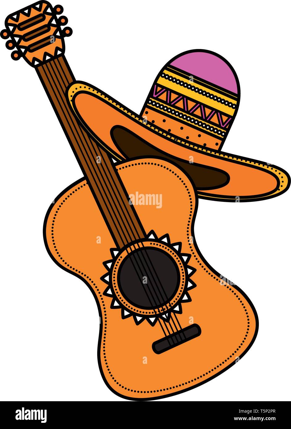 guitar with mexican hat vector illustration design Stock Vector Image ...