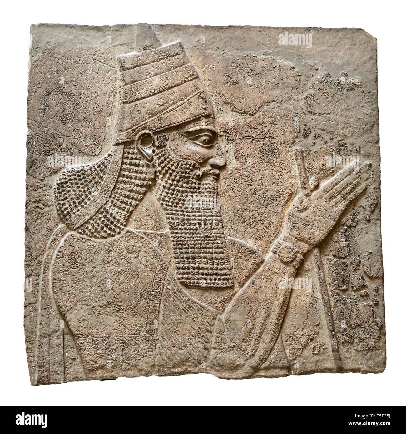British Museum, Bloomsbury, London, England, UK. Assyrian King Tiglath-pileser III (c728BC) from Nimrud Central Palace (cutout) Stock Photo
