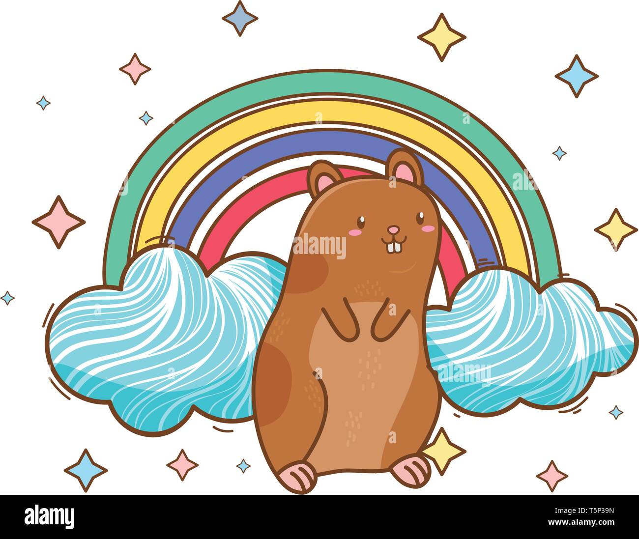 cute-pet-little-animal-hamster-over-clouds-with-rainbow-cartoon-vector