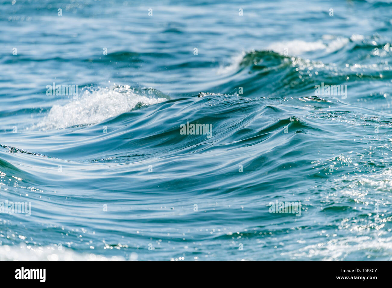 Blue Ocean with waves and clear blue sky Blue water surface Stock Photo ...