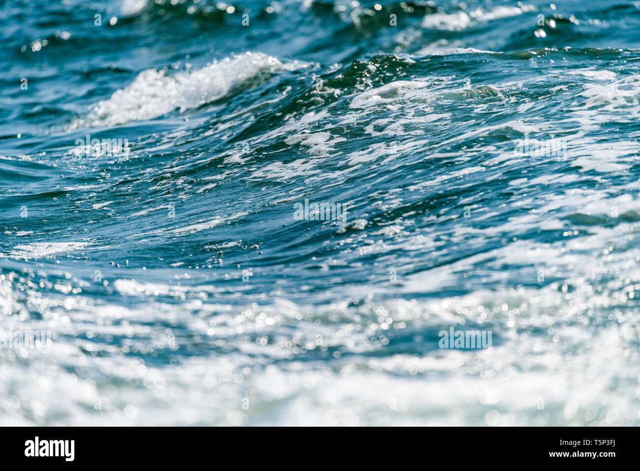 Blue Ocean with waves and clear blue sky Blue water surface Stock Photo ...