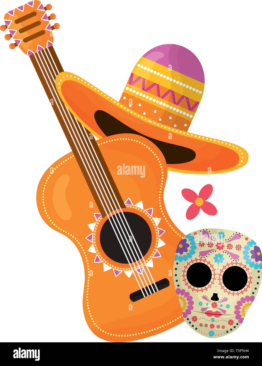guitar with mexican hat vector illustration design Stock Vector Image ...