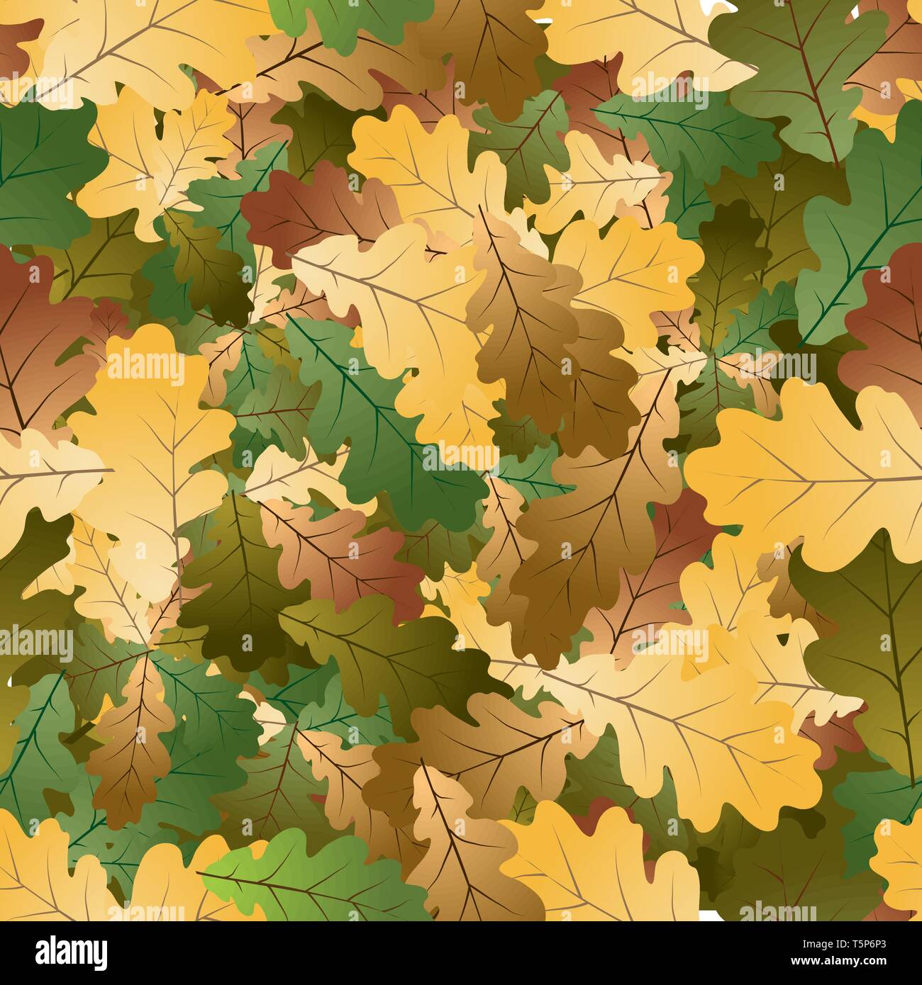 Autumn colorful Oak leafs texture - seamless pattern Stock Vector