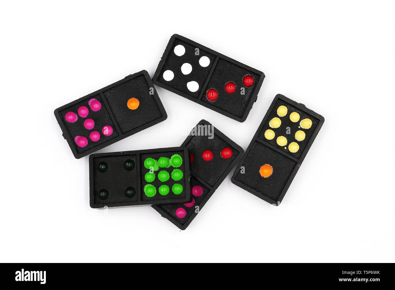 Black Dominoes game block on a colored background Stock Photo - Alamy