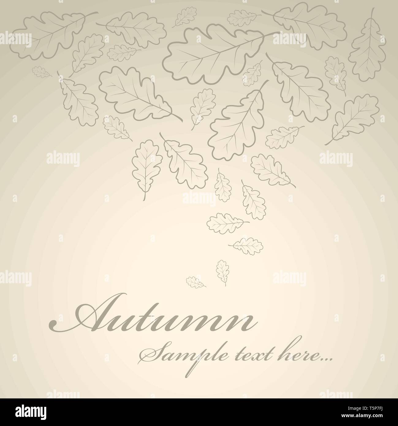 Vintage autumn background with oak leafs Stock Vector