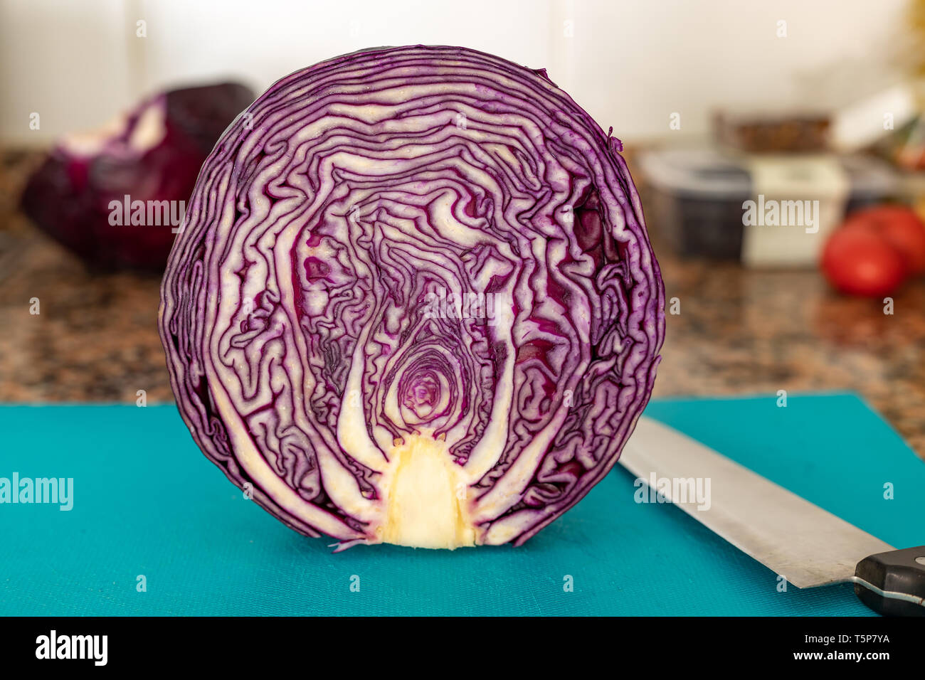 Red cabbage cross section Stock Photo Alamy