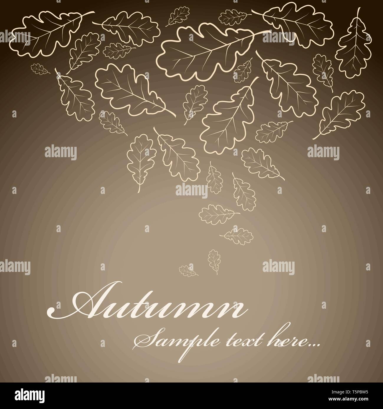 Vintage autumn background with oak leafs Stock Vector