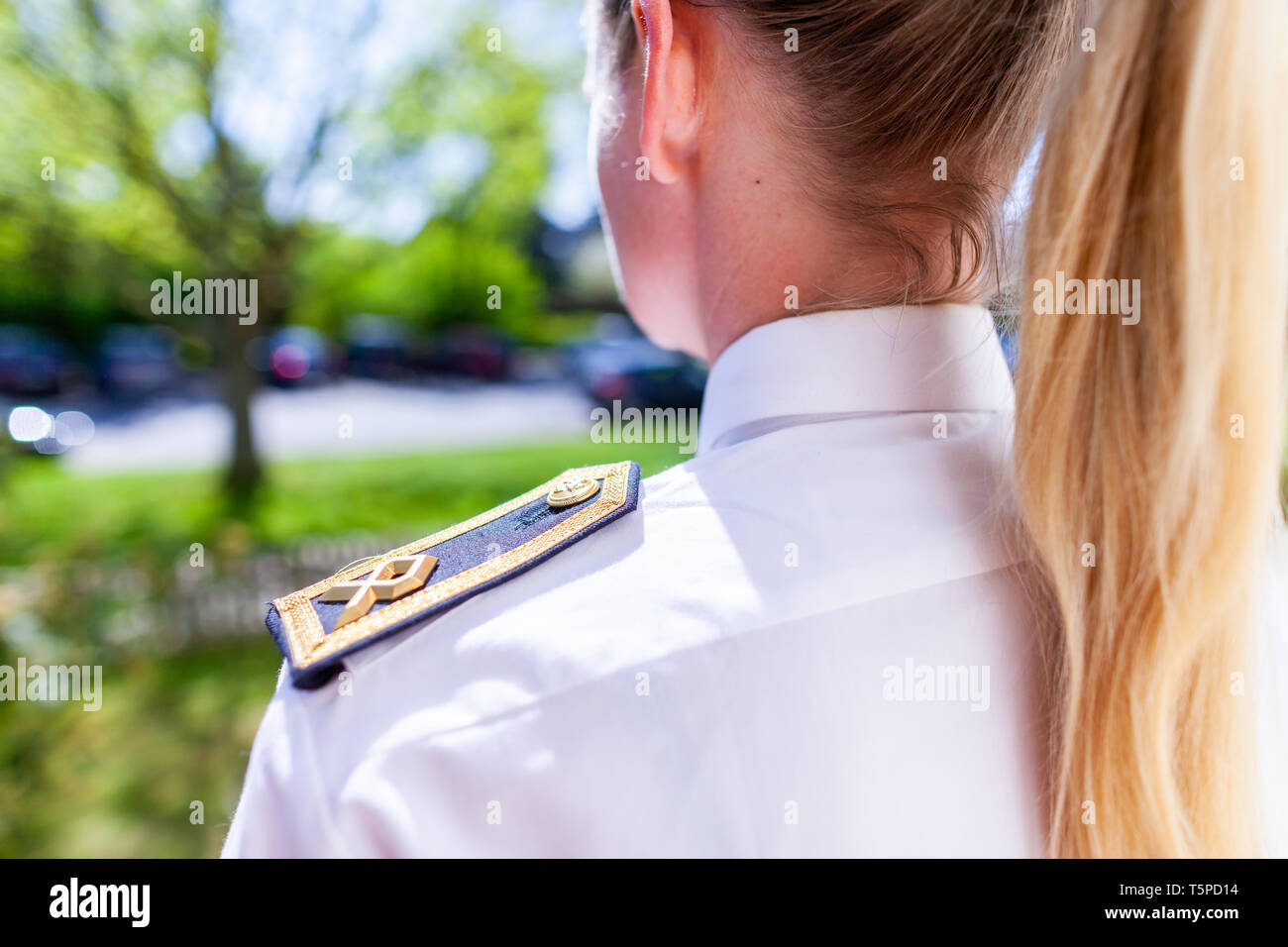 Woman in a military uniform of german Bundeswehr Stock Photo