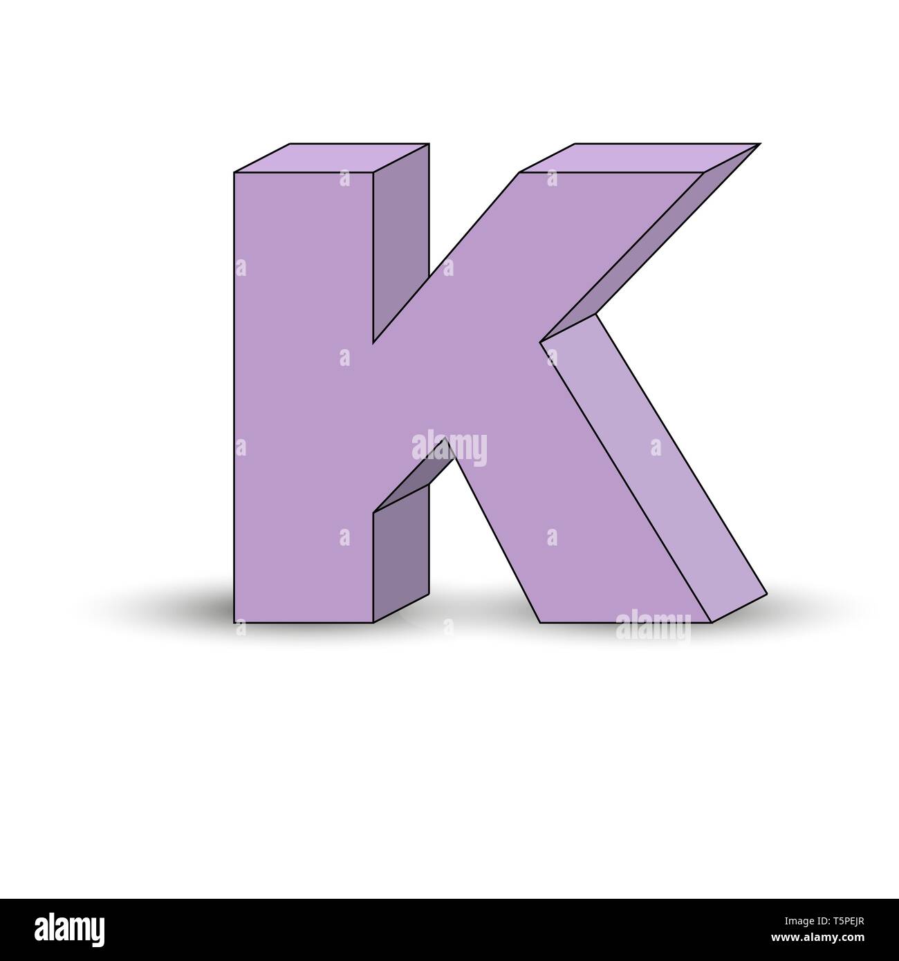 Three-dimensional image of the letter K. the Simulated 3D volume, simple design Stock Vector