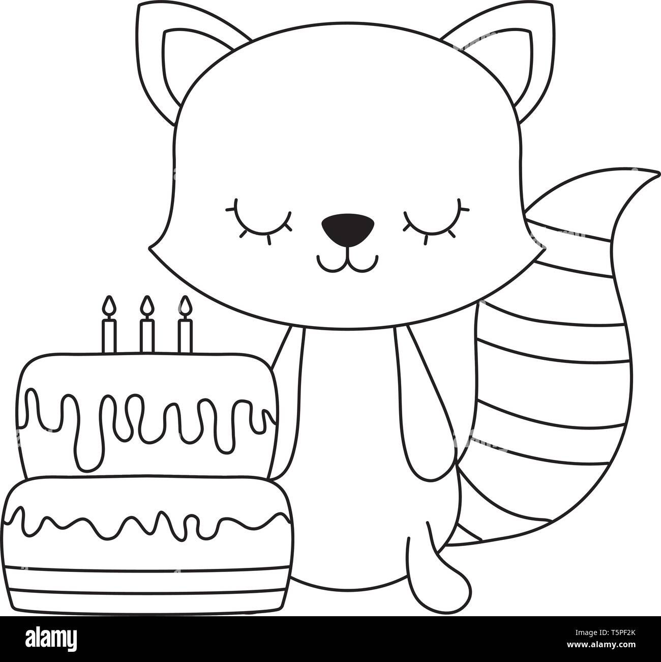 cute cat with cake of birthday vector illustration design Stock Vector  Image & Art - Alamy
