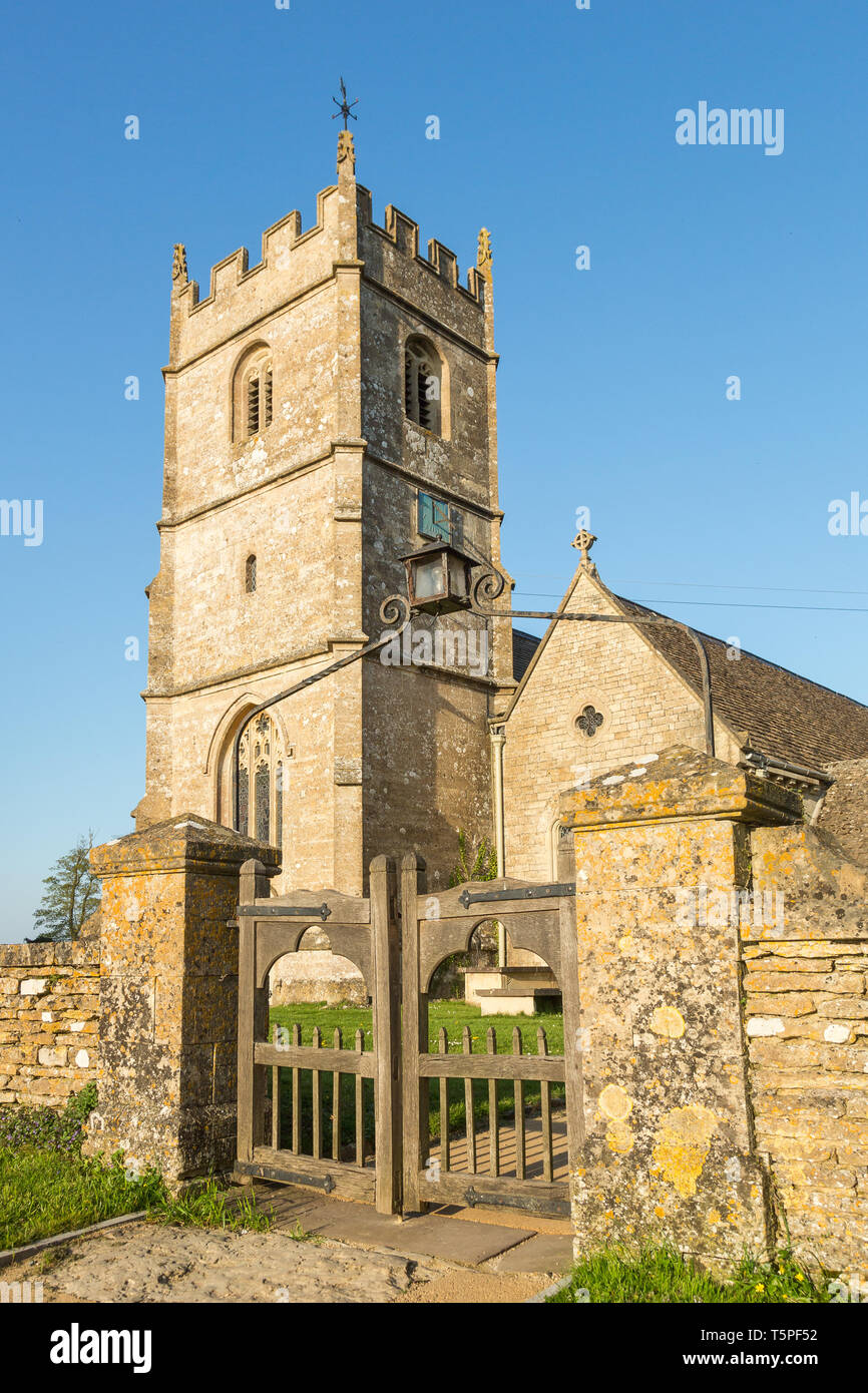 Anglican - Holy Trinity Church in Long Newnton, Gloucestershire. A traditional small Cotswold country church. Stock Photo