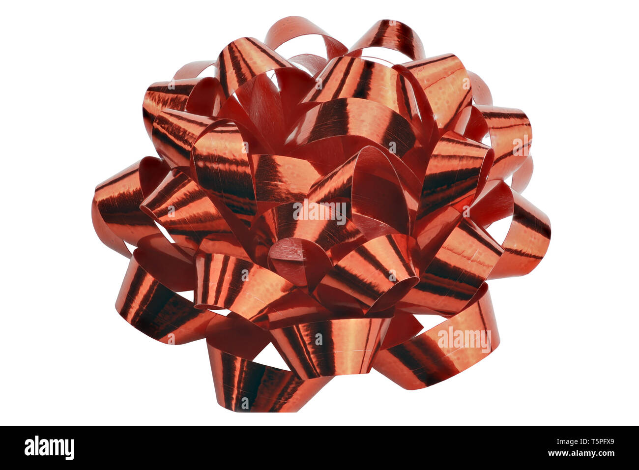 Close up of a bow of red gift ribbon Stock Photo
