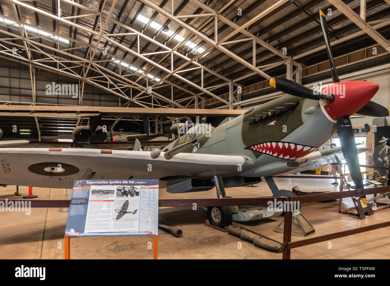 Darwin Australia - February 22, 2019: Australian Aviation Heritage Centre. The Supermarine Spitfire MK VIII with shark face painted in front. Stock Photo