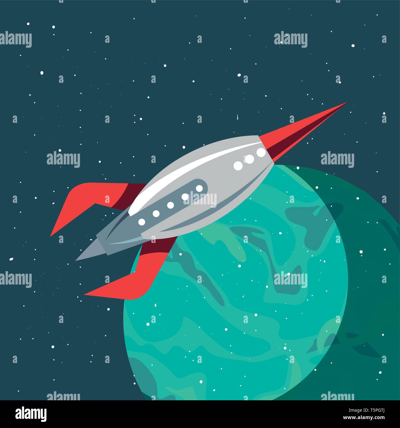 spaceship planet exploration astronomy vector illustration design Stock ...