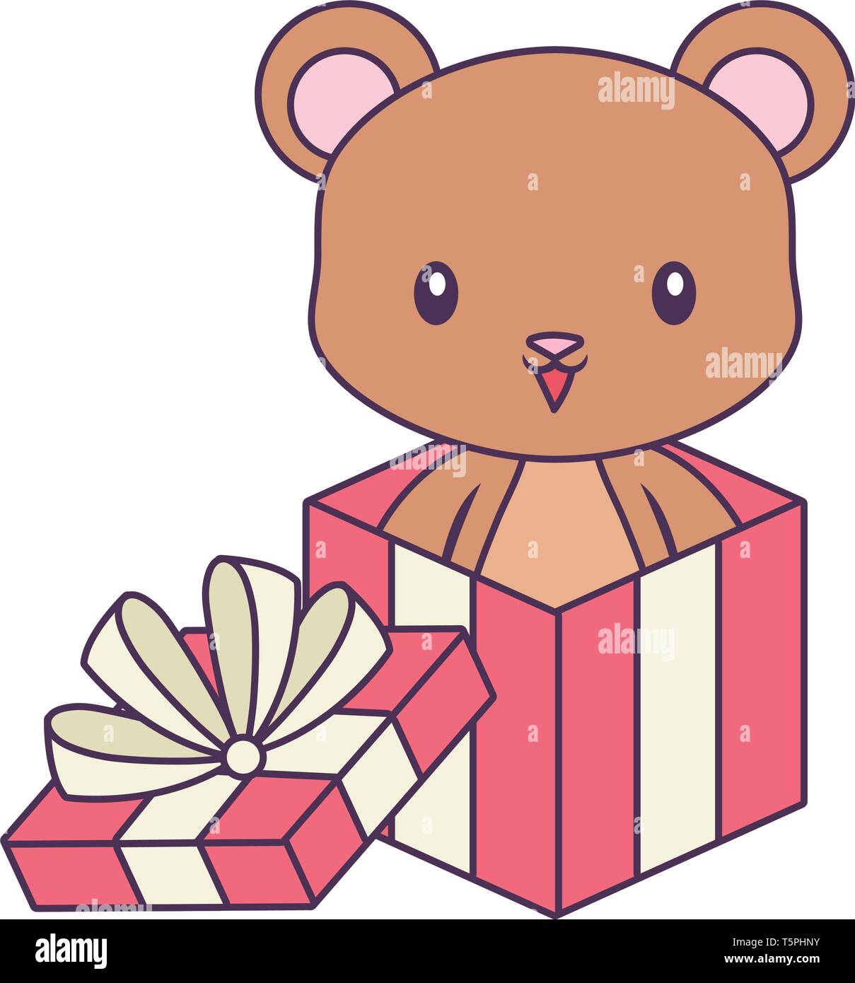 cute bear animal in gift box vector illustration design Stock Vector ...