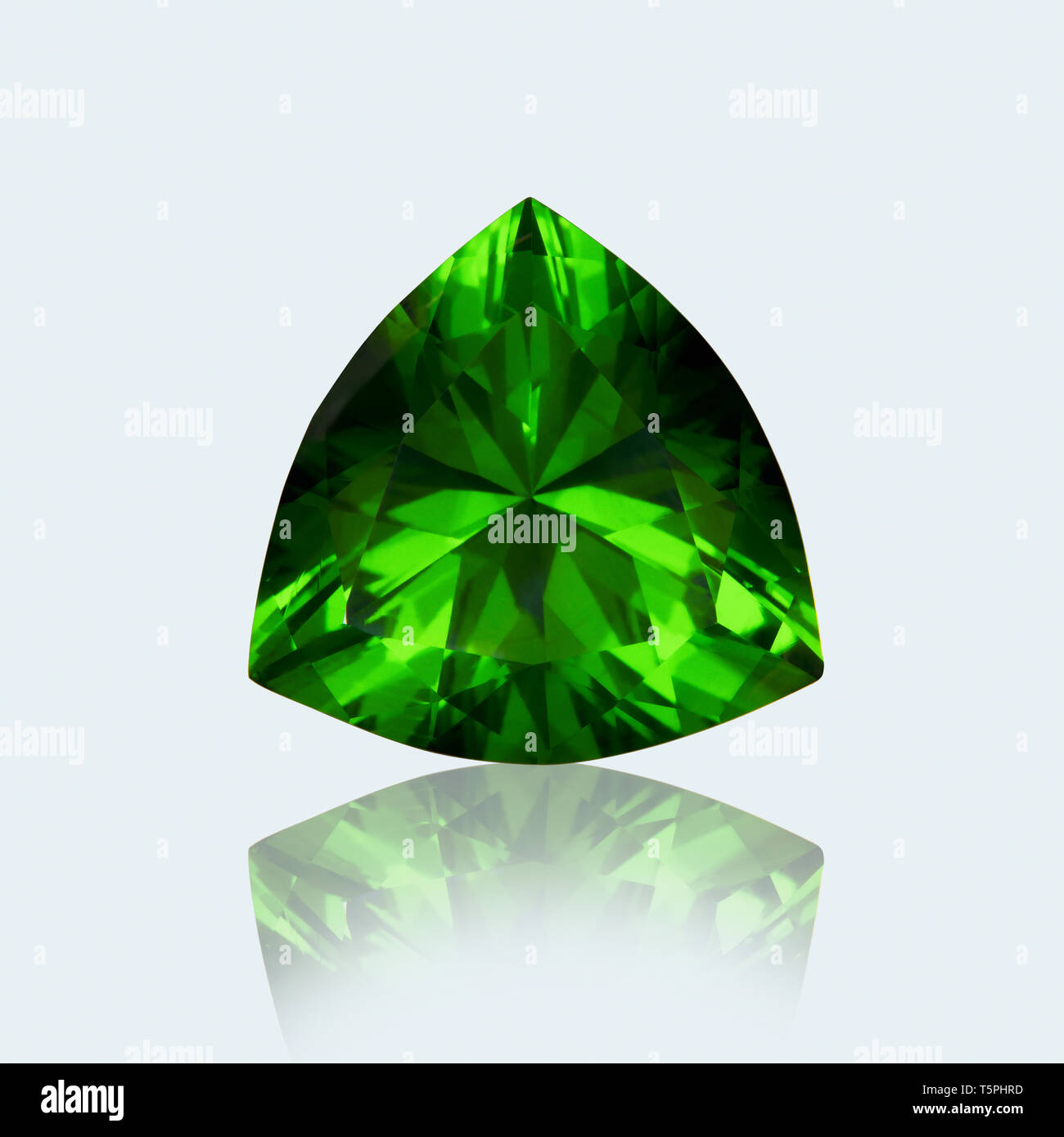 Trillion cut, Trillion cut gemstone, Emerald, Trillion cut Emerald, Emerald Gemstone Stock Photo