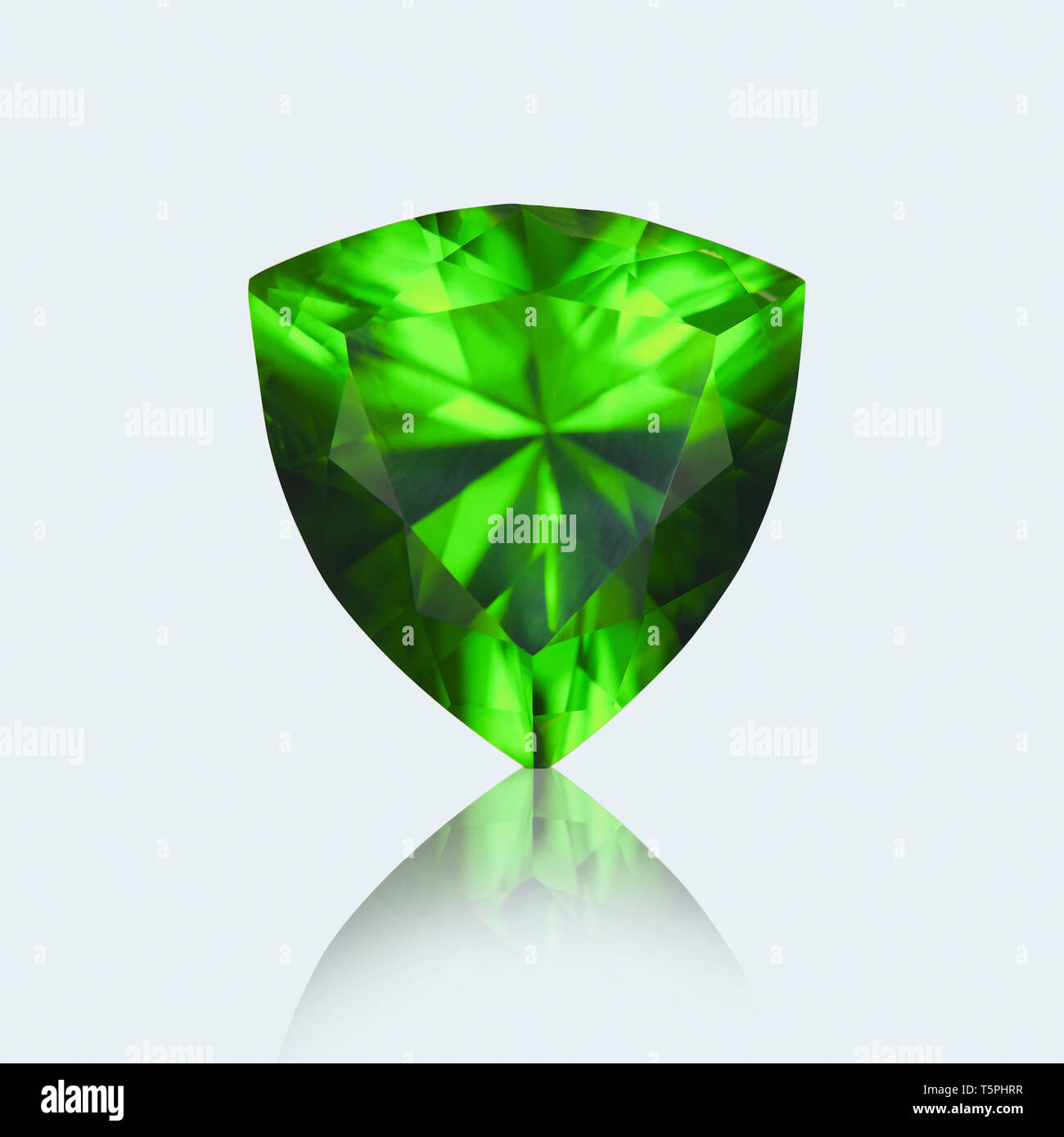 Trillion cut, Trillion cut gemstone, Emerald, peridot, Trillion cut Emerald, Emerald Gemstone, Trillion cut Peridot, Peridot gemstone Stock Photo