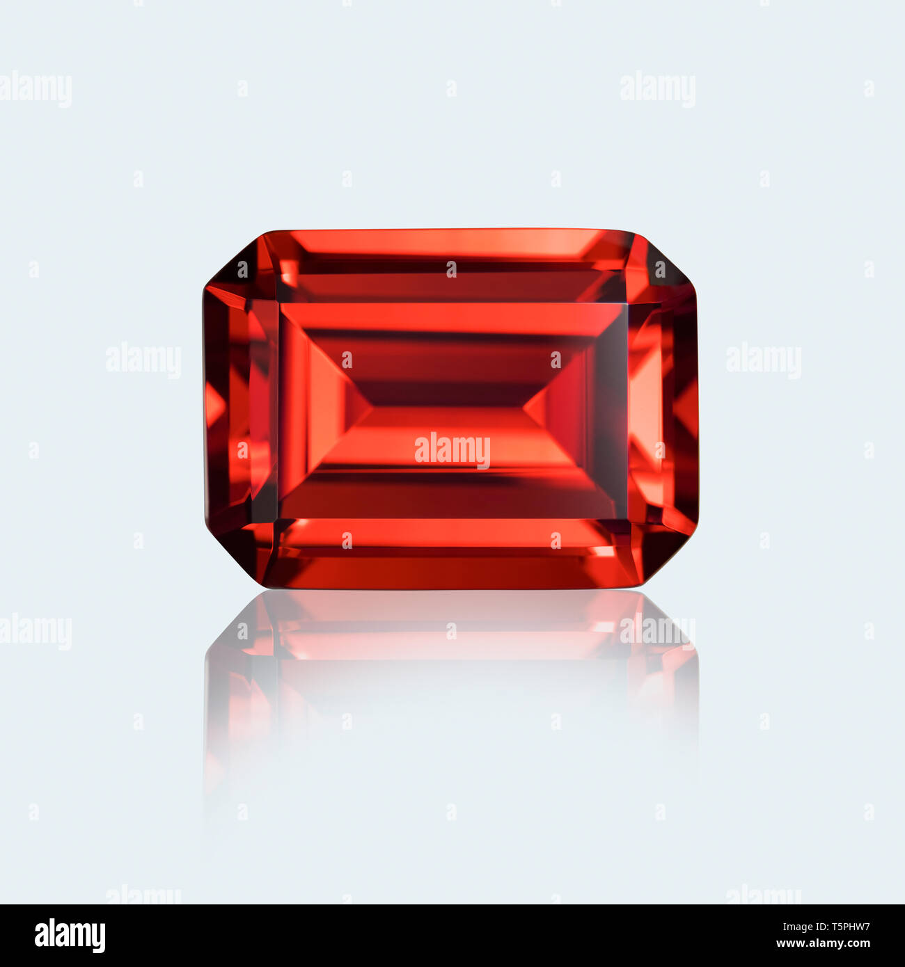 Garnet, ruby, Emerald cut, Emerald cut gemstone, Emerald cut ruby, Emerald cut garnet Stock Photo