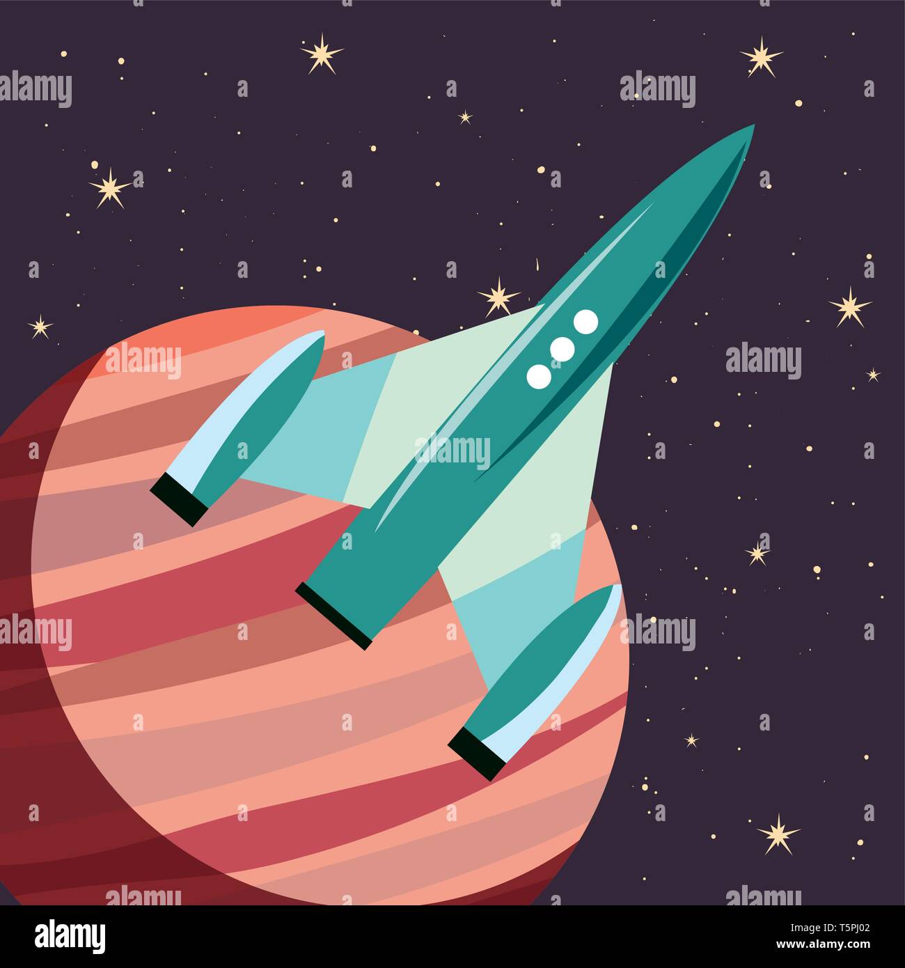 spaceship planet exploration astronomy vector illustration design Stock ...