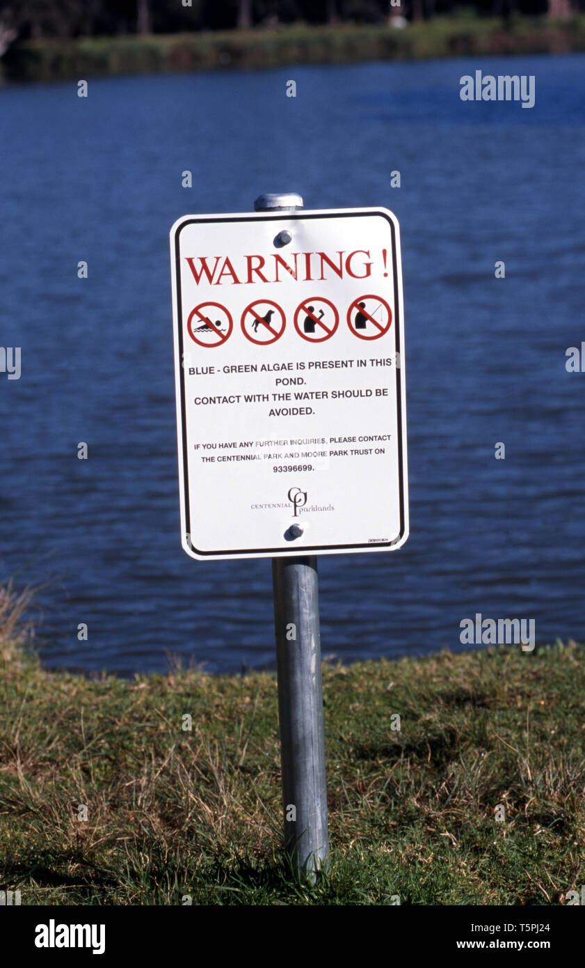 Blue green algae warning sign hi-res stock photography and images - Alamy
