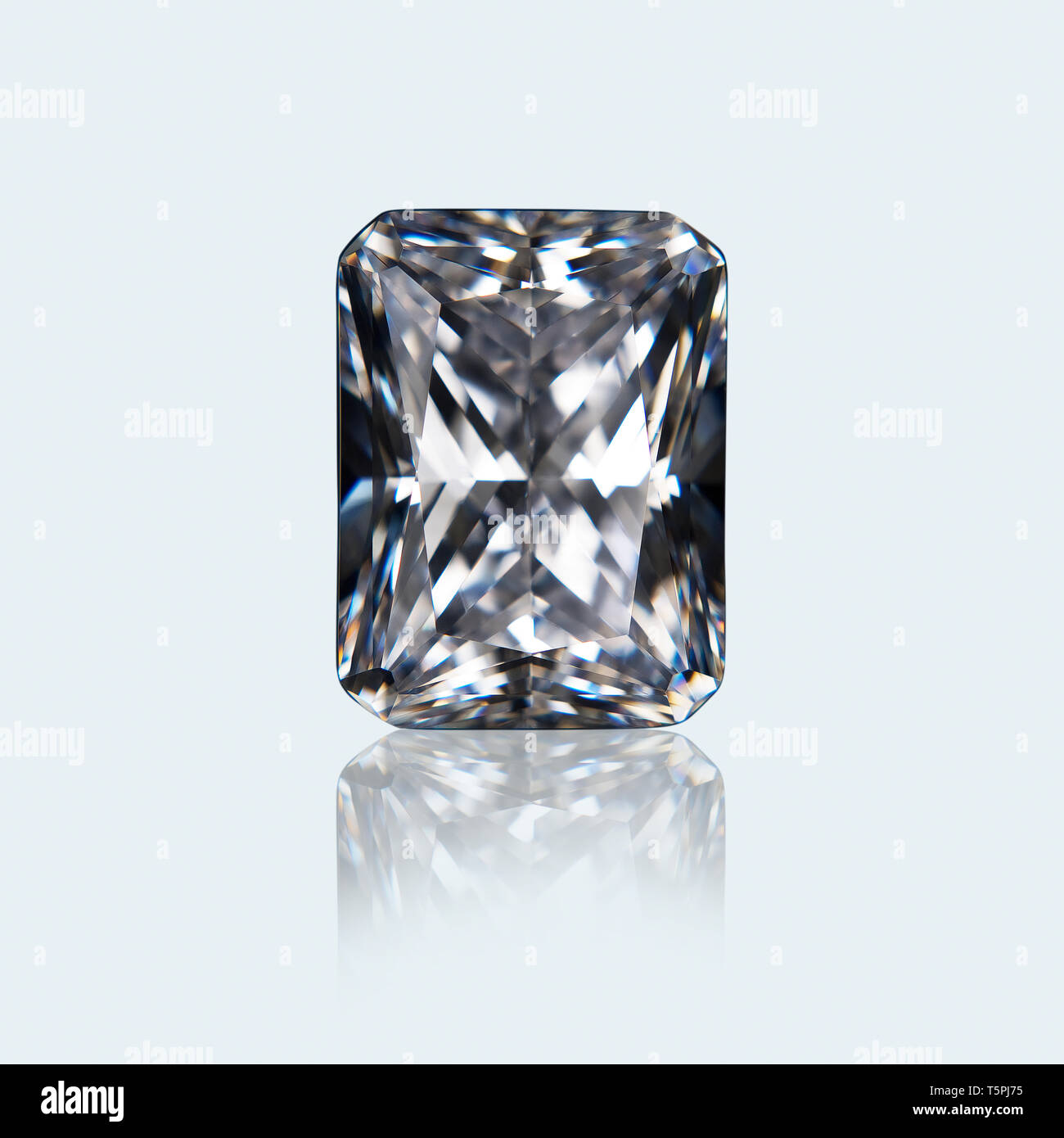 Diamond, Radiant Emerald cut Diamond, Radiant Emerald cut Gemstone Stock Photo