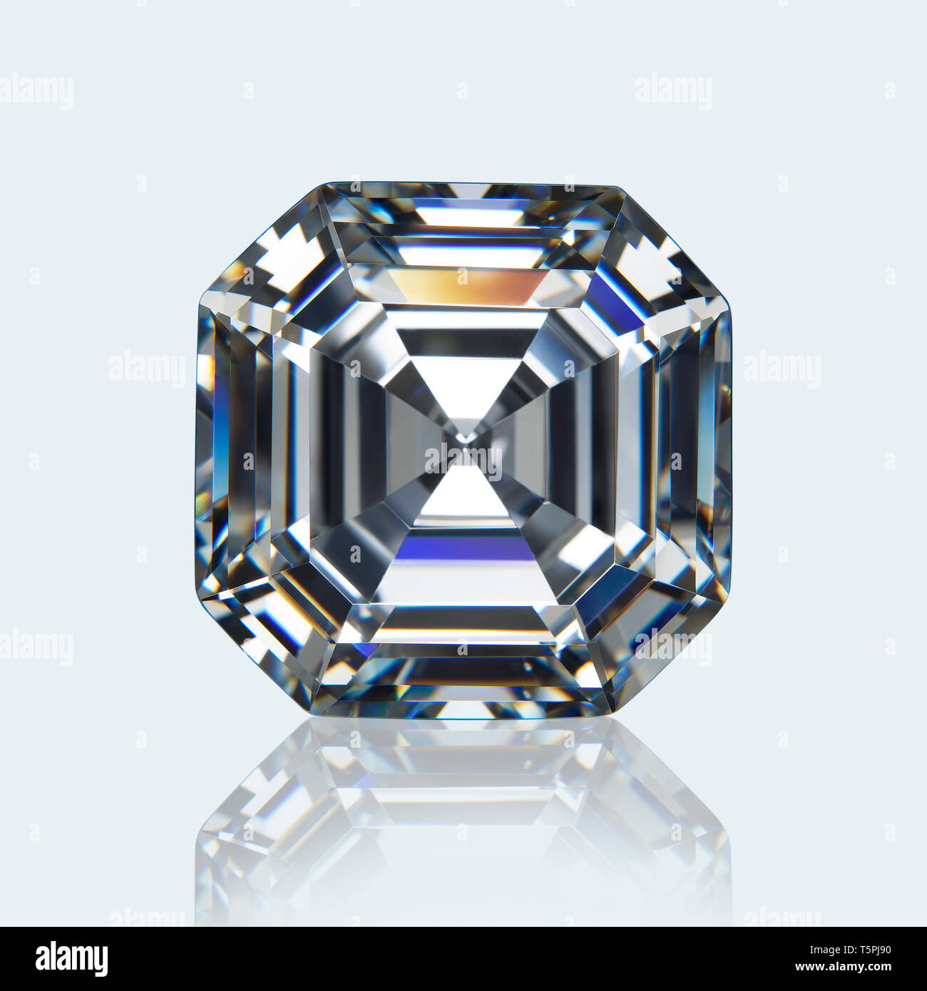 Diamond, Asscher Cut gemstone, Asscher cut Diamond Stock Photo