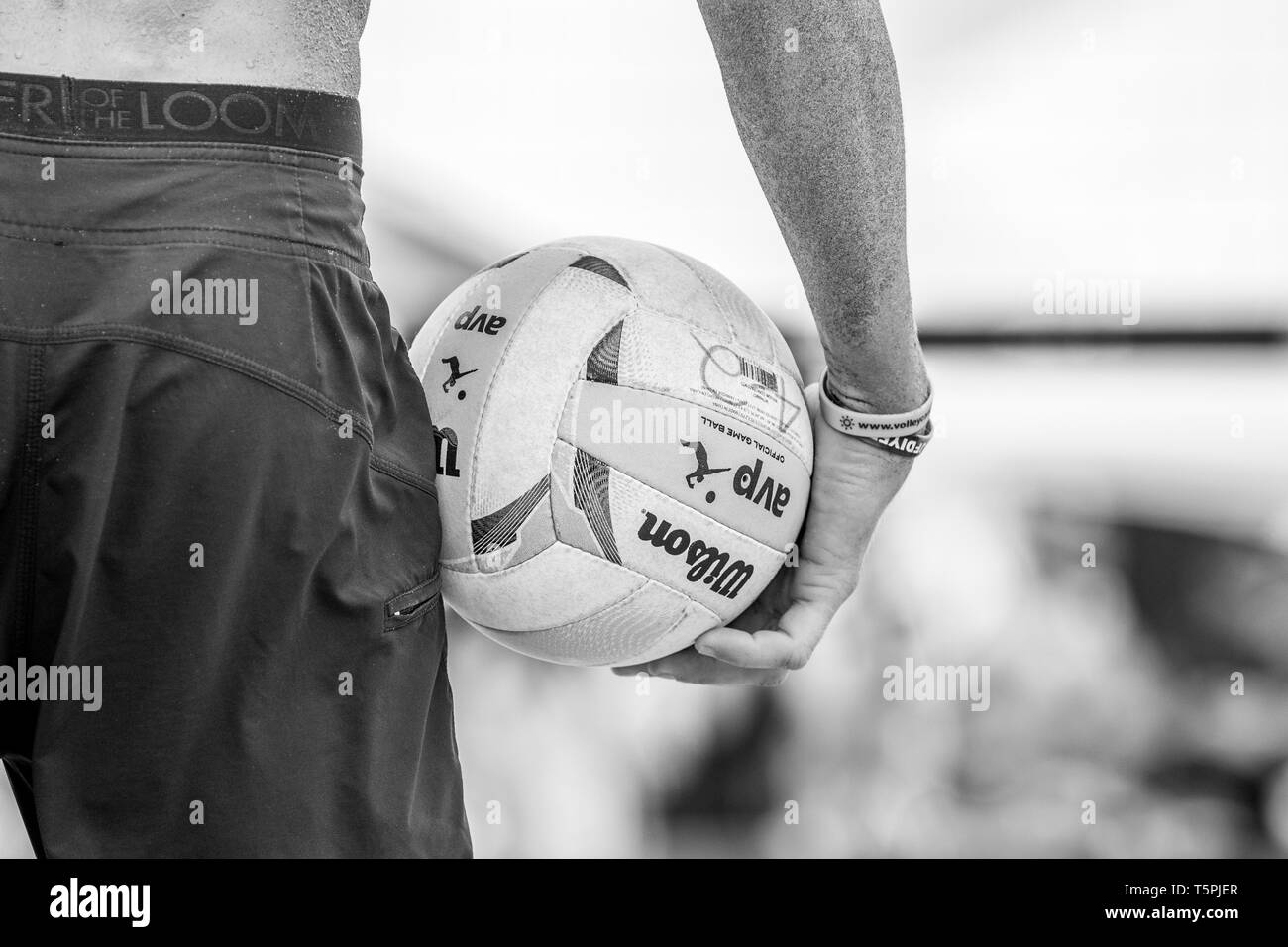 Avp beach volleyball manhattan beach ball wilson Black and White Stock