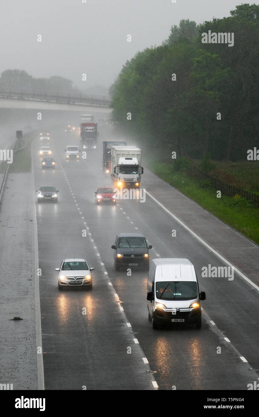Lancaster, Lancashire. 26th April, 2019. UK Weather. Heavy rain in the