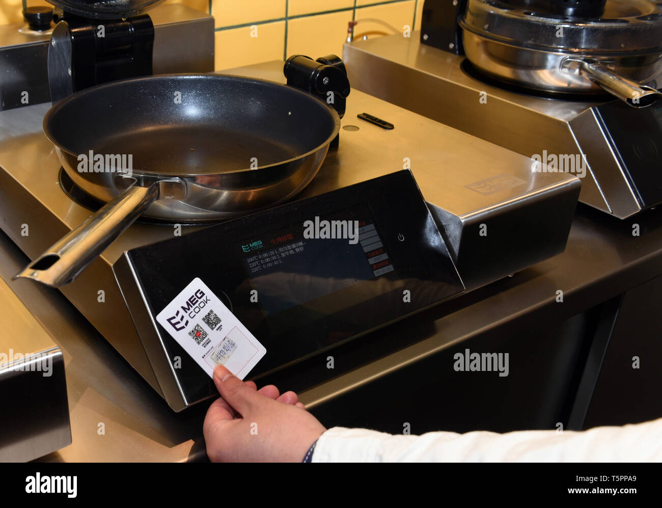 Duesseldorf Germany 26th Apr 2019 In The China Snack Bar Ai Wok A Cooking Robot Is Activated With A Chip Card Those Who Eat Here Do Not See A Cook Because Here