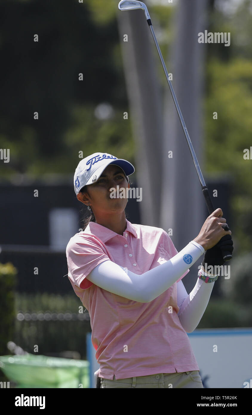 April 26, 2019 - Los Angeles, California, U.S - Adits Ashok of India in actions during the second round of the HUGEL-AIR PREMIA LA Open LPGA golf tournament at Wilshire Country on April 26, 2019, in Los Angeles. (Credit Image: © Ringo Chiu/ZUMA Wire) Stock Photo